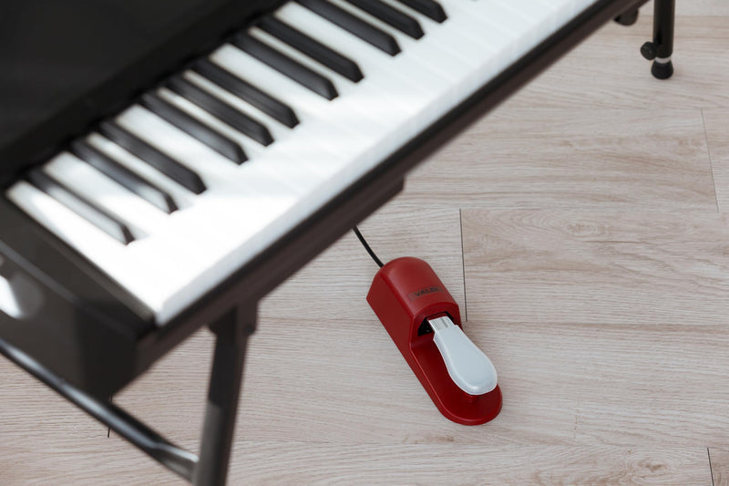 VALDI BP-3 Sustain Pedal - Universal Pedal for Keyboard Piano, Digital Pianos, MIDI Keyboards & Synths - Conversion Switch for All Brands - 1/4'' Jack, Anti-Slip Design, Extended Cable (RED) RED