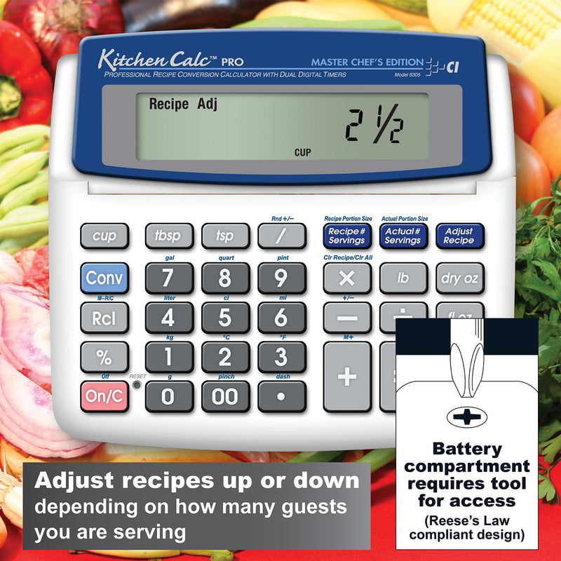 Calculated Industries 8305 KitchenCalc PRO Recipe Conversion Calculator | Countertop Culinary Math Calc with 2 Timers for Recipe Scaling, Chefs, Bakers, Brewers, BBQers, Students & Home Cooks