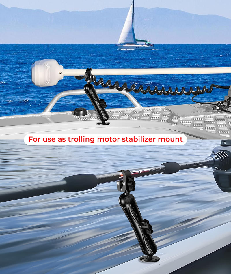 VAZESWIN 1.5" Ball Aluminum Alloy Double Socket Arm, 9.1" Length Long Arm | Compatible with RAM Mounts C Size 1.5" Ball Components, 360° Rotation, for Fish Finder Mount, Marine Electronic Mount