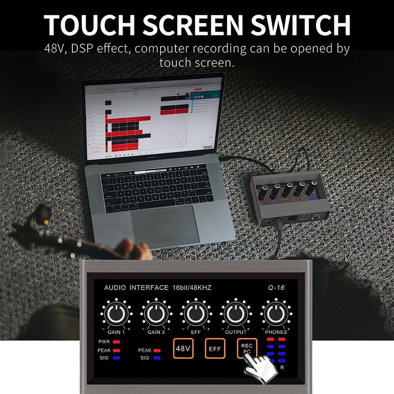 STERNBACH Professional 2 Channel Audio Interface USB-C Recording Sound Card Built-in Monitor Jack, 48V Phantom Power For Studio Recording, Live Sessions & Podcasts