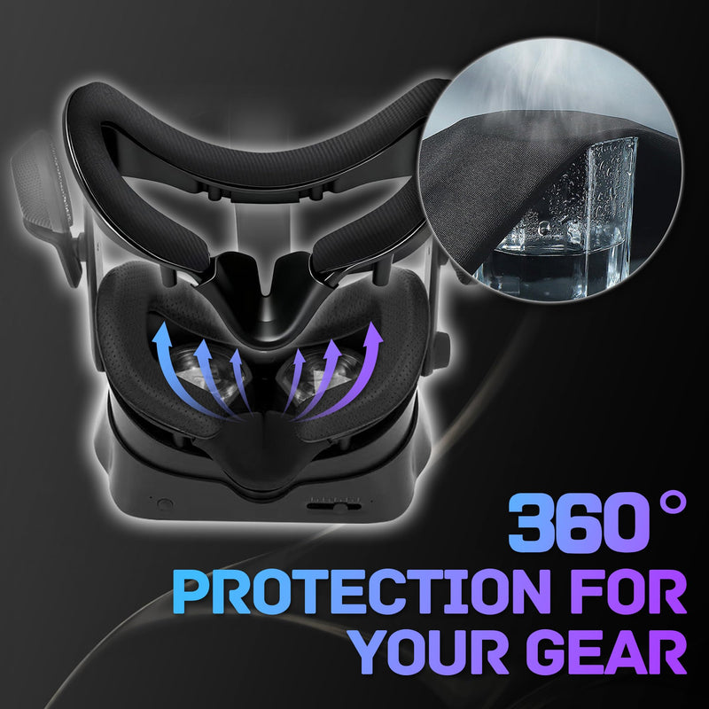 Valve Index Face Gasket Complete Ice Silk Washable Hygienic VR Cover | Magnetic Bracket, 2x Silk Ice Foam Pads, Lens Cover Nose Pad, 4 Thumbstick Caps, 2 Cloths 2 Spare Tapes