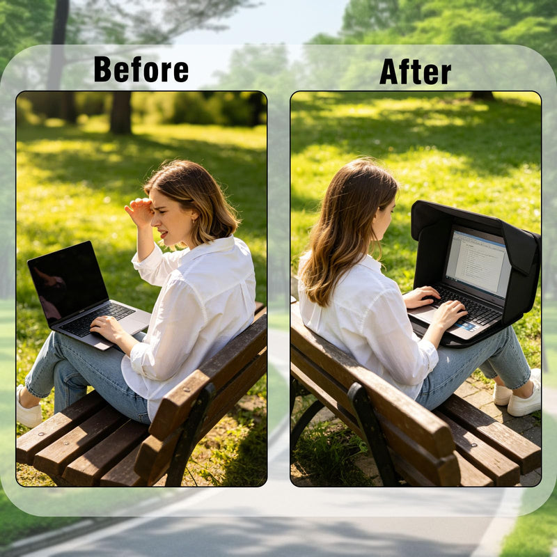 Laptop Sun Visor & Privacy Screen for 16" Laptop, Briefcase | Anti-glare, privacy screen, portable – perfect for outdoor work, travel, and protecting 16" laptop displays.