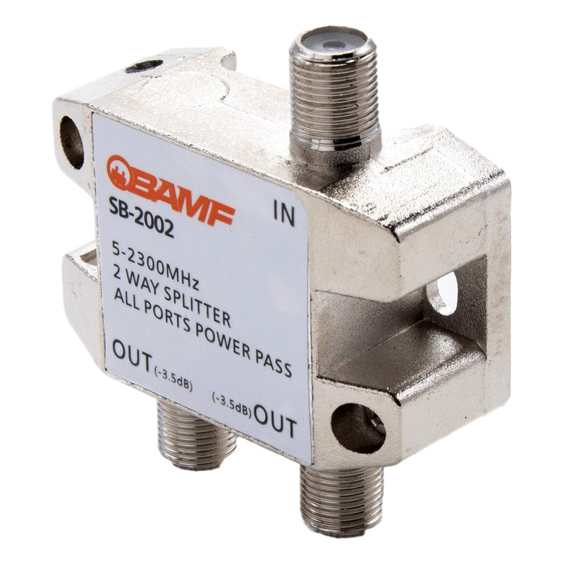 BAMF 2 Way Coaxial Cable Splitter, Bi-Directional Coax MoCA 5-2300MHz, RG6 Compatible, Nickel Plated Cable Splitter Internet and TV Splitter, Satellite, Amplifier, Antenna, Analog/Digital Connections
