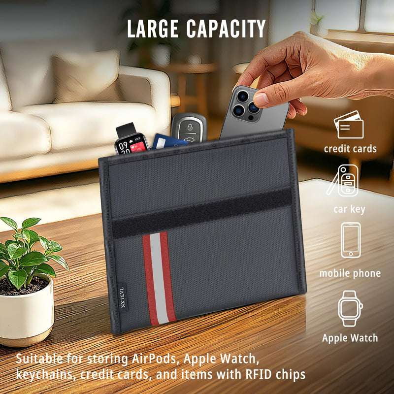 Faraday Bag RFID Signal Blocking Pouch, Military-Grade Anti-Tracking Fireproof Waterproof Pouch for Phone Car Key Credit Card Red