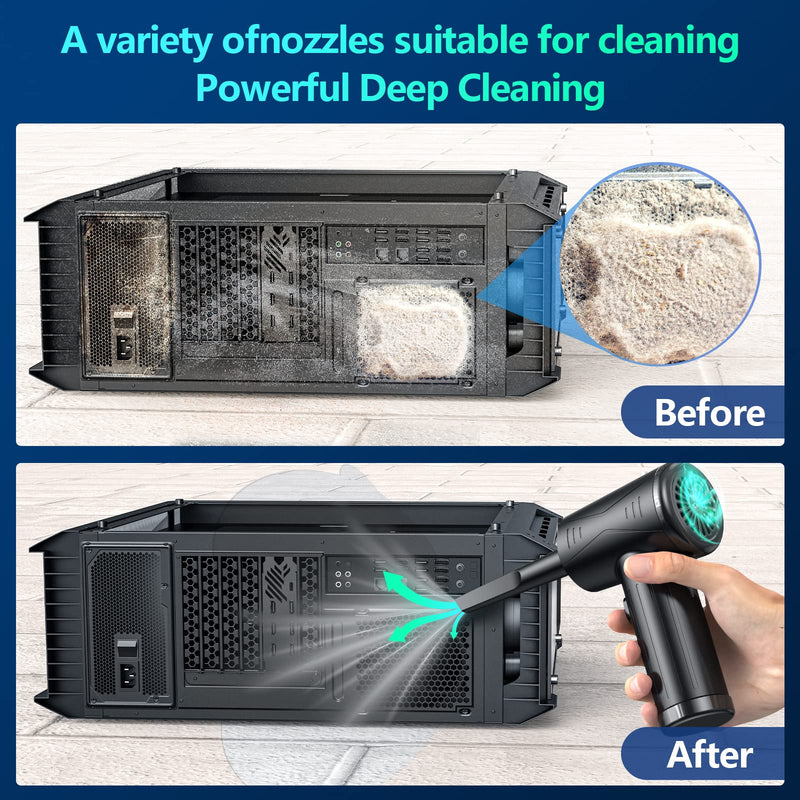 Compressed-air-duster-Keyboard-cleaner-200000 RPM Electric air dusters-Replace air can-no Canned air Duster-pc Cleaning-air Blower-Cordless air Duster for Computers-Compressed air 7600mAh Black