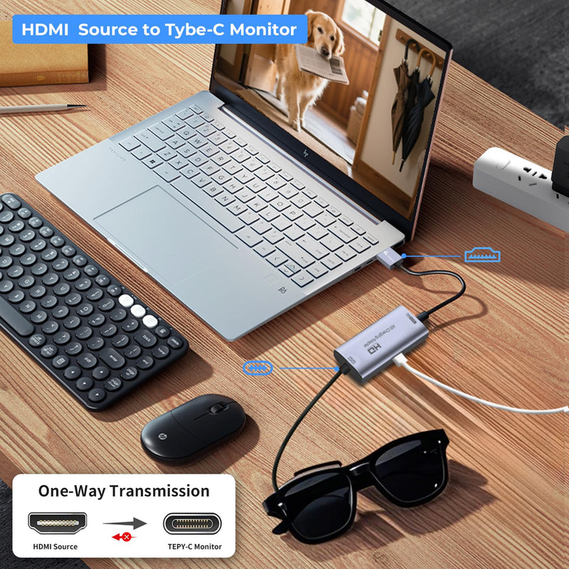 [AUSTRALIA] - Guermok AR Glasses HDMI to USB-C Display Adapter, 4K@60Hz Play and Charge XR Converter with DC 5V, for XREAL One/Air 2 Pro/RayNeo/Rokid, Switch 2/1, Xbox1, PS4/5, Portable Monitors (Sliver) 0.74FT Silver 