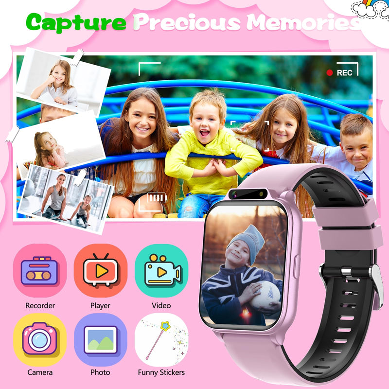 Smart Watch for Kids,1.85" Fitness Tracker with Heart Rate,Sleep Monitor,Built-in AI(Translation/Q&A/Watch Face/Image recognition Smartwatches,NO APP/Phone, Gift for Boys Girls.(Built-in AI, Pink) 1.85" Built-in AI