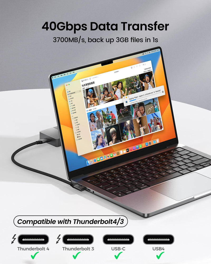 Silkland Long Right Angle USB 4 Cable for Thunderbolt 4 240W 16.5FT | 20Gbps Data Sync, 5K/4K@60Hz, 90 Degree USB C Thunderbolt Cable, Compatible for MacBook, iPhone 17, iPad, SSD, Dock 16.5 Feet