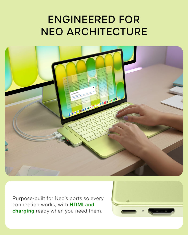 Satechi 6-in-2 USB-C Snap Hub, Slim EX Wireless Mouse for MacBook Neo - Citrus