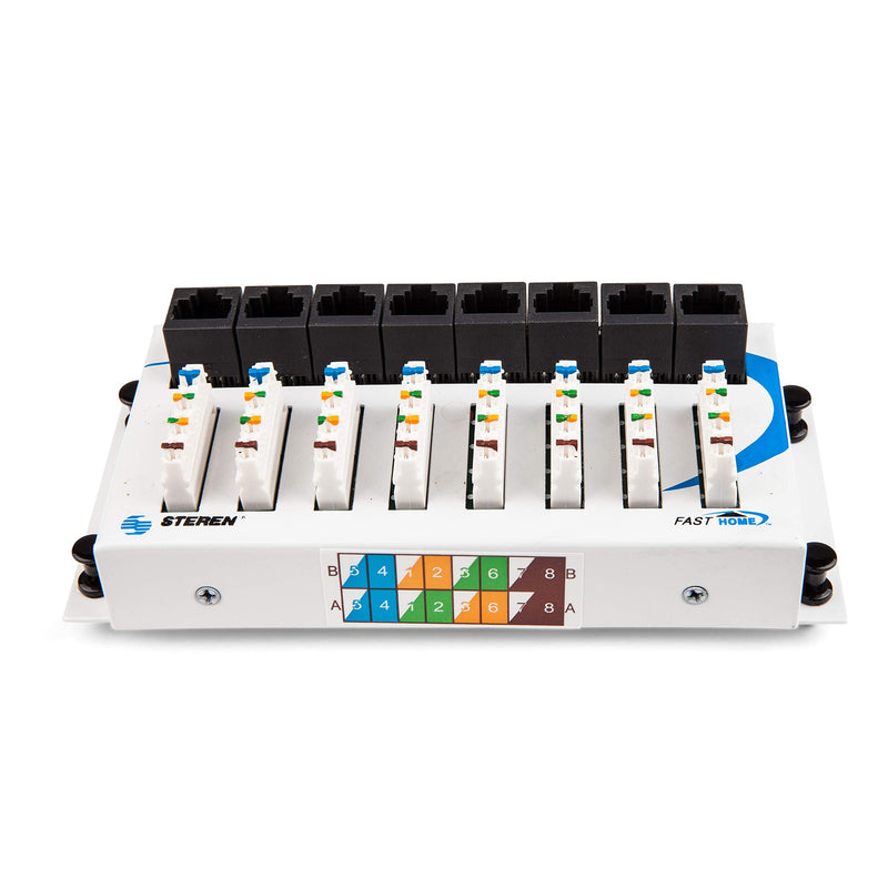 Steren 8 Port Network Hub - FastHome Cat 5E Termination Data Hub Module - High-Speed Network Connector for Home & Office