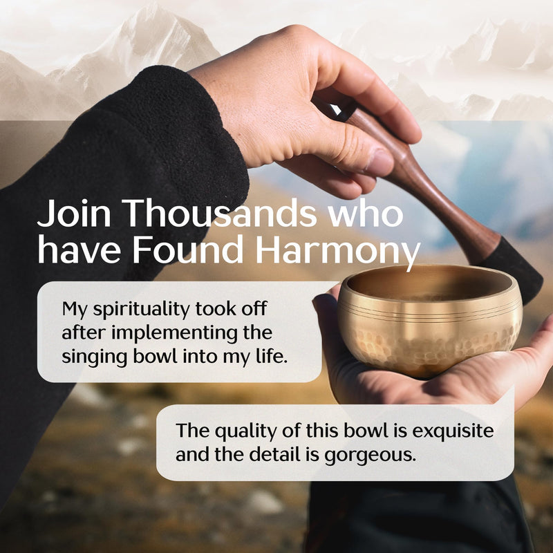 Tibetan Singing Bowl Set – Authentic Plain Design – Sound Bowl & Meditation Bowl with Cushion, Mallet & Guide – Chakra Balancing – Sound Bath Instruments – Therapeutic Sound Devices Beaten Bronze Without Case