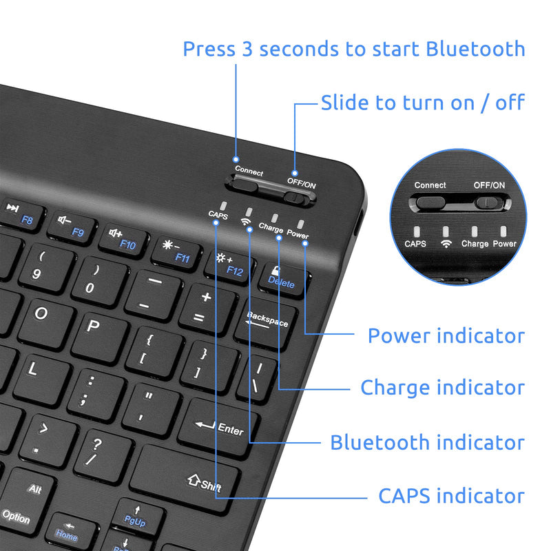Wireless Keyboard for Surface Go 2 (2020),Universal Slim Portable Bluetooth Keyboard Compatible with Surface Go 2 (2020) Keyboard with Built in Rechargeable Battery,Black