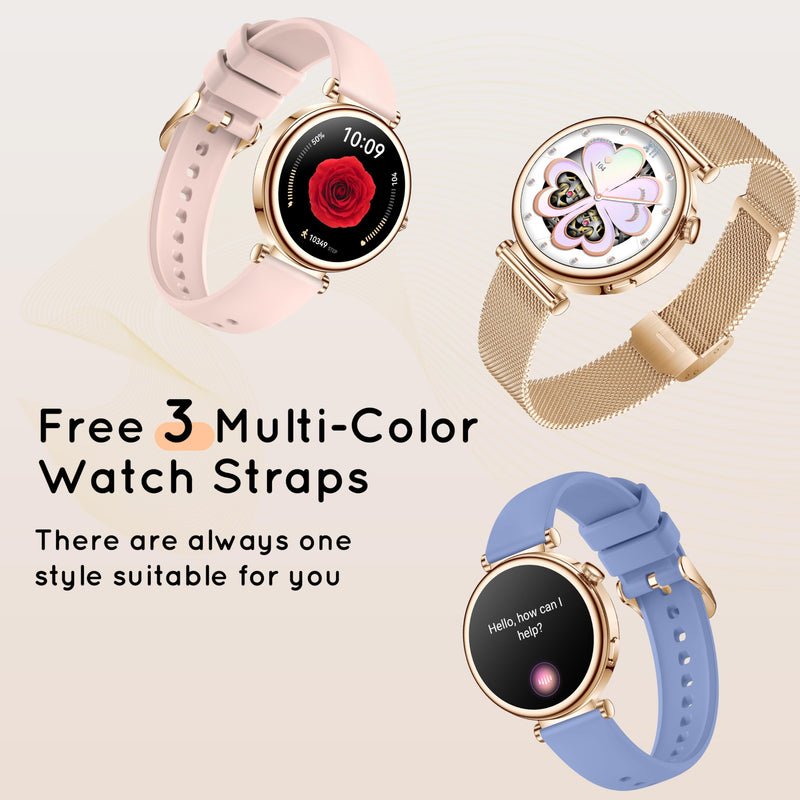 Smart Watch for Women 1.27" HD 3 Band Fitness Tracker Bluetooth Call | Compatible Android iPhone Phone with SpO2/Heart Rate/Sleep Monitor,120+ Sports Modes IP68 Waterproof Smartwatch Rose Gold Rose Gold-3 Bands)