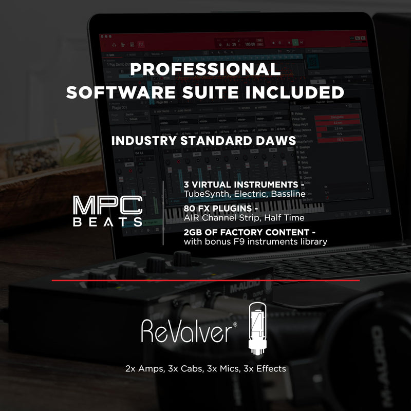 M-AUDIO M-Track Duo USB Audio Interface for Recording, Streaming and Podcasting with Dual XLR, Line and DI Inputs, plus a Software Suite Included Interface Only