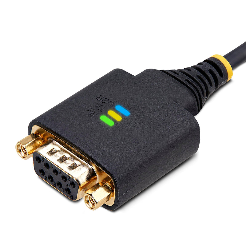 StarTech 6ft USB to Null Modem Serial Adapter Cable (1P6FFCN-USB-SERIAL) | USB-A to RS232, Changeable DB9 Screws Nuts, FTDI, COM Retention, LED Indicators
