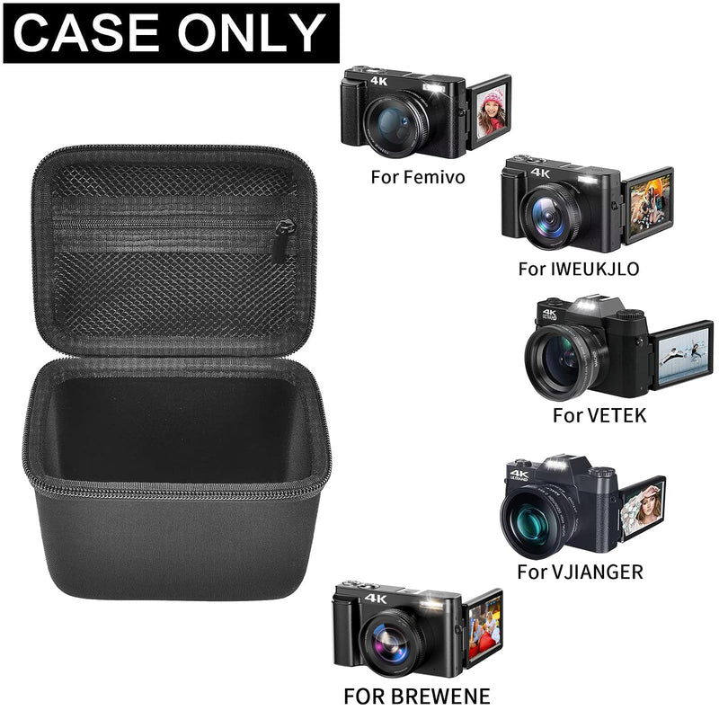 Vlogging Camera Case Compatible with Duluvulu/for TEBNGIHNM/for zheozeig/for Oiadek 4K Digital Cameras for Youtube. Vlog Camera Carrying Storage for Lens, Cable and Other Accessories (Box Only) Black