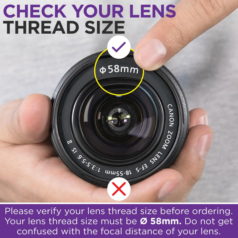 [AUSTRALIA] - 58MM 0.43x Altura Photo Professional HD Wide Angle Lens (w/Macro Portion) for Canon EOS 70D 77D 80D 90D Rebel T8i T7 T7i T6i T6s T6 SL2 SL3 DSLR Cameras 58MM 