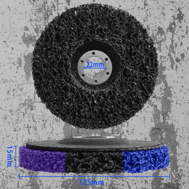 Tendak Pack of 6 CSD Discs 125 mm for Angle Grinder, Cleaning Disc Purple/Blue/Black Coarse Sanding Disc Set for Surface Processing, Metal, Stainless Steel