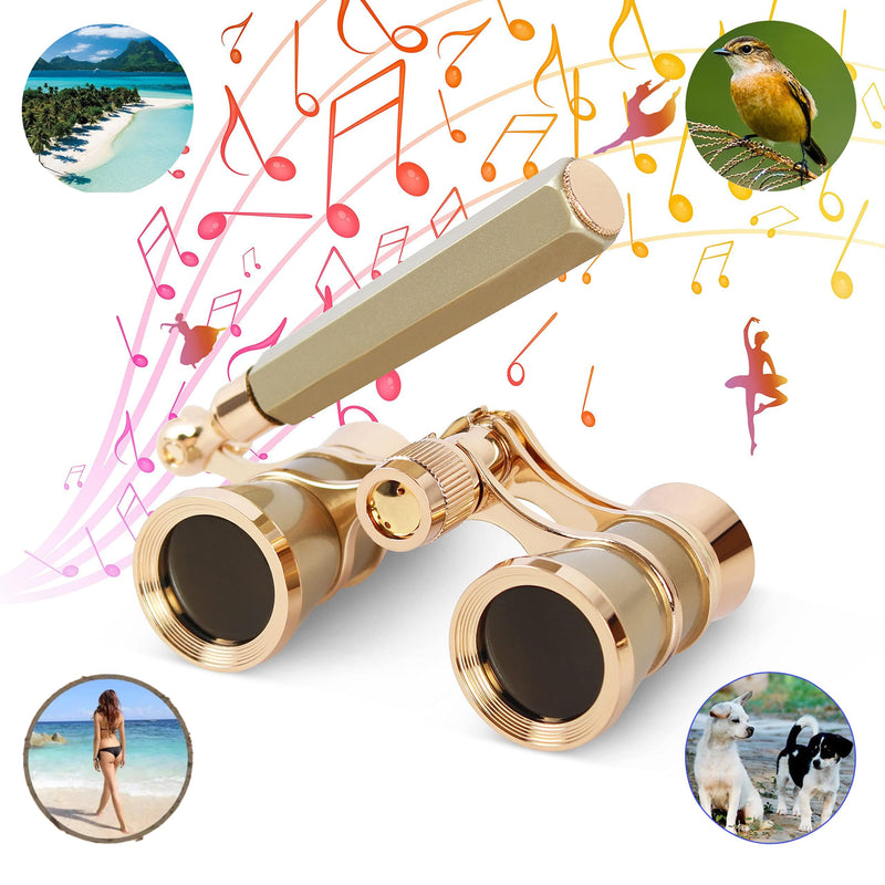 [AUSTRALIA] - Yourelexit® Opera Glasses Binoculars 3X25 Lorgnette Theater Glasses Optical BK9 Mini Compact Lightweight Built-in Foldable Adjustable Handle Vintage for Adults Kids Women in Musical Concert Cinema 