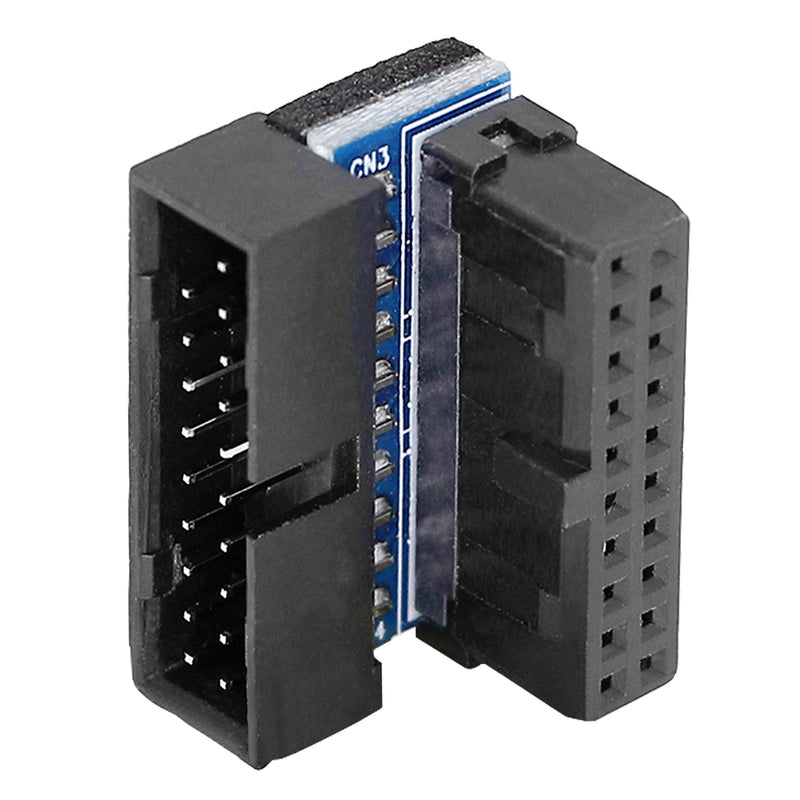 Right Angled USB 3.0 20-pin Male to Female Extension Adapter,Gelrhonr Desktop Motherboard 90 Degree Angled USB 3.0 19-Pin Motherboard Internal Header-Black 2PCS