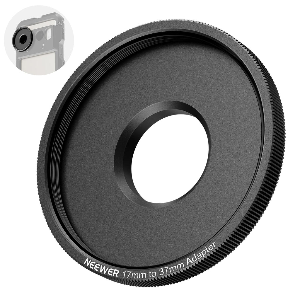 NEEWER 17mm to 37mm Lens Filter Adapter Ring, Compatible with Beastgrip 37mm Lenses Phone Cage Rig Stabilizer for iPhone 16 15 Pro Max Plus S24 Ultra for Video Recording, PA061