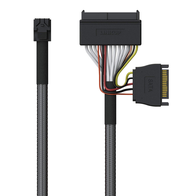 LINKUP Internal 16G U.2 Cable | Mini SAS HD to SFF-8639 | 1.5m | PCIe Gen4, 85 ohm, with SATA power 5 ft (1.5m) SFF-8643 to 8639 for PCIE 85Ohm