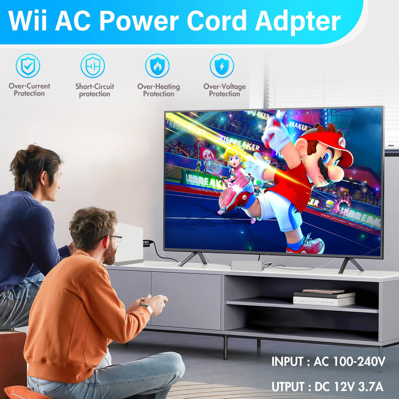 [AUSTRALIA] - PORTHOLIC 4 in 1 Wii Replacement Cables Set, Wii AC Power Adapter + Wii to hdmi Converter+ Wired Motion Sensor Bar and Composite Audio Video Cable for Nintendo Wii Black 