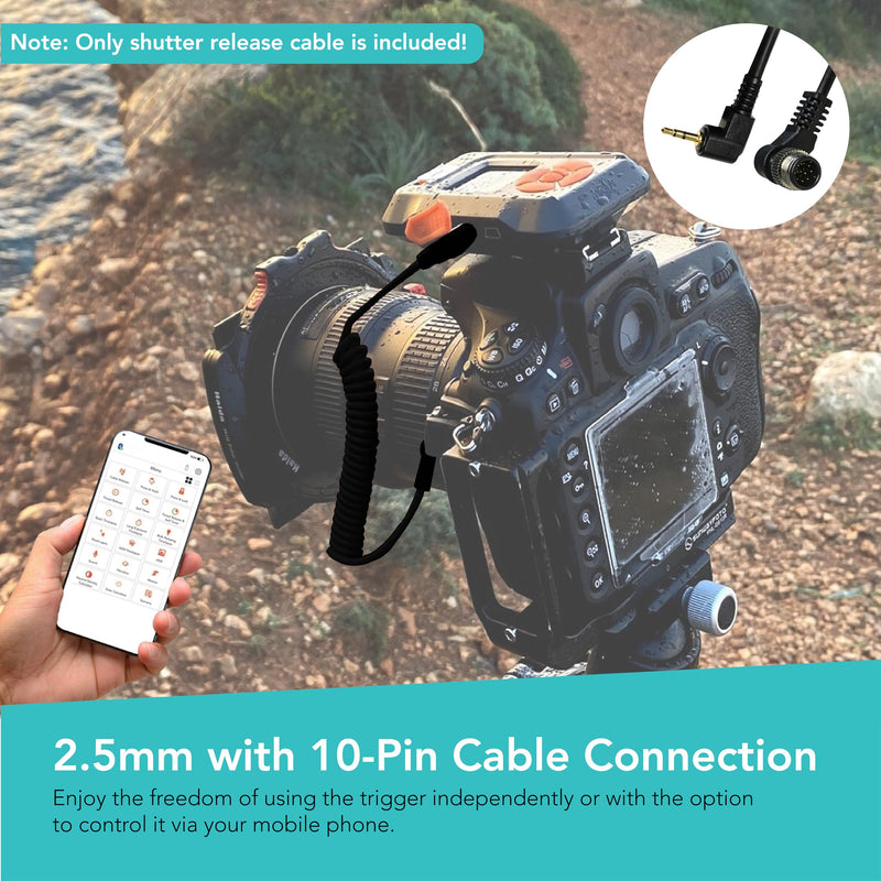 [AUSTRALIA] - Foto&Tech 2.5mm-N1 10-PIN Remote Control Shutter Release Cable Cord Compatible with Miops Trigger & Nikon Cameras D850 D5 D500 D4s D4 D3 D810A D810 D800 D800E D2 D2H D2X D2Xs D300 D1 D300s D700 Z9 Z8 2.5mm N1 