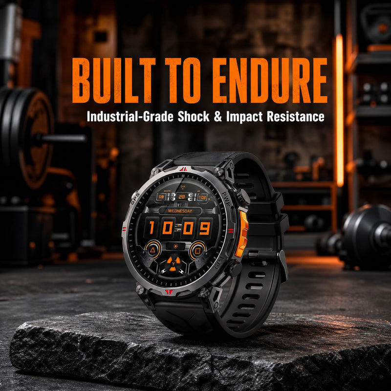 GPS Military Smart Watches for Men, 1.56" AMOLED Screen Bluetooth Call, Smartwatch for Android Phones and iPhone, 100+ Sport Modes, 3ATM Waterproof Smart Watch with Compass