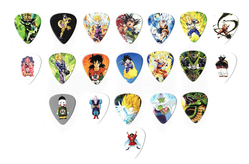 Dragon Ball Z Themed Guitar Picks Pack (20 Picks, Multicolor, Celluloid, 0.71mm)