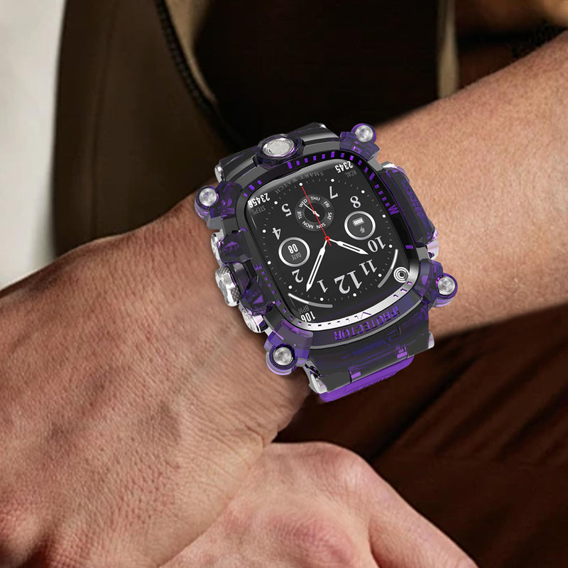 Case compatible with Apple Watch Series 10/11 46mm Bands for Men, iG3200 High End Sport Wristband with Case Screen Protector for iWatch 10/11 46mm, Stylish Gift for Husband Boyfriend (Purple)