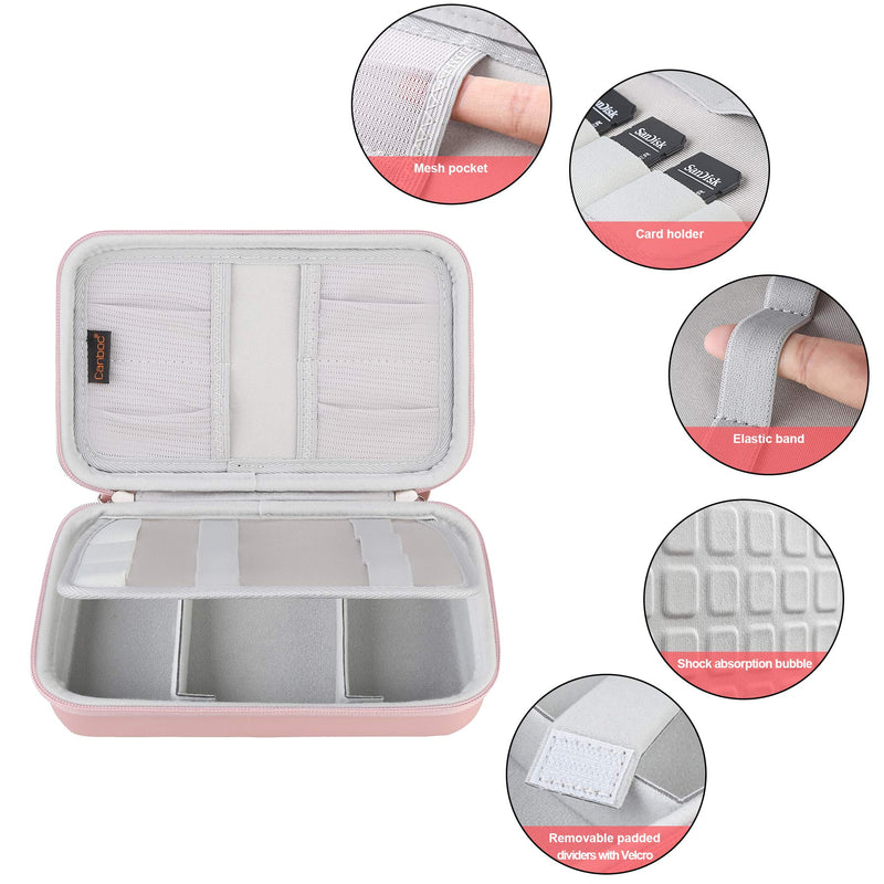 Hard Electronic Organizer Travel Case Electronics Accessories Cable Gadget Wire Storage Bag Double Layer Shockproof Box for Charger, Cord, Flash Drive, Apple Pencil, Power Bank, Rose Gold