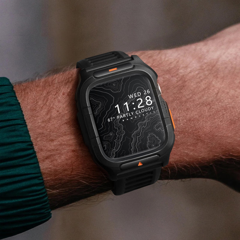 Bandletic Tactical Metal Case with Band Compatible with Apple Watch 44mm | Rugged Military-Grade Protective Bumper Cover with Soft Silicone Strap for iWatch SE3 SE2 SE 6 5 4 44mm 44mm Series SE/6/5/4