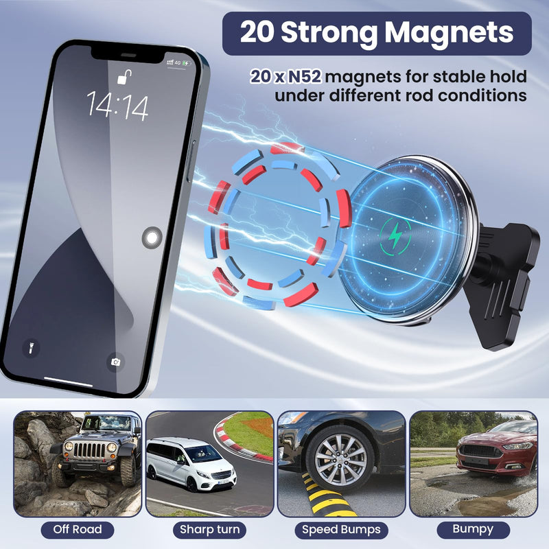 Kaishengyuan Magnetic Vent Phone Mount & Rear Seat Quick Release with Elastic Rope Compatible with 2015-2020 Ford F-150, 2017-2021 Super Duty & 2018-2021 Expedition