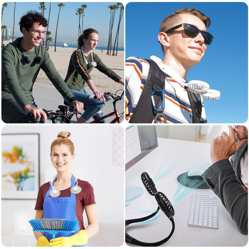 Neck Fan, Rechargeable Battery Operated Portable Fan 2600mAh, Hands Free Personal Fan Hang Around Neck Fans, Wearable Small Fan for Outdoor Working Battery Powered USB Fan Over 12 Hours Constant Cool Black