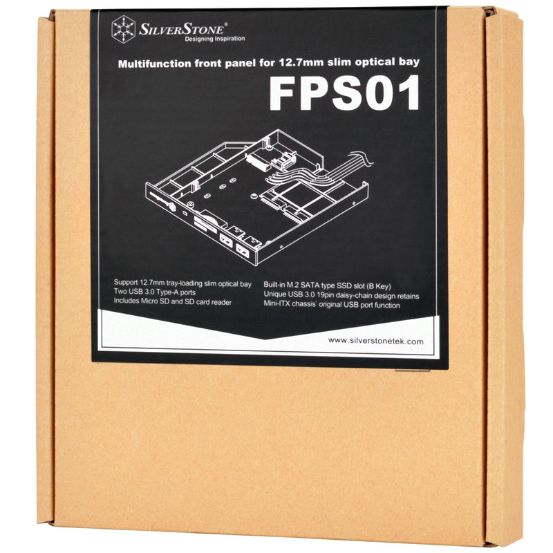 SilverStone Technology FPS01 12.7mm Slim ODD Device Bay to M.2 SATA SSD with Dual USB 3.0 Type-A and SD/Micro-SD Reader