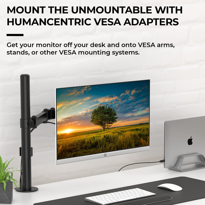 HumanCentric VESA Mount Adapter for HP Monitors 22er, 22es, 22f, 23er, 23es, 23f, 24ea, 24ec, 24er, 24es, 24f, 24fw, 25er, 25es, 25f, 27er, 27ea, 27es, 27f, 27fw, 27ec VESA Adapter Bracket (Black) One Pack