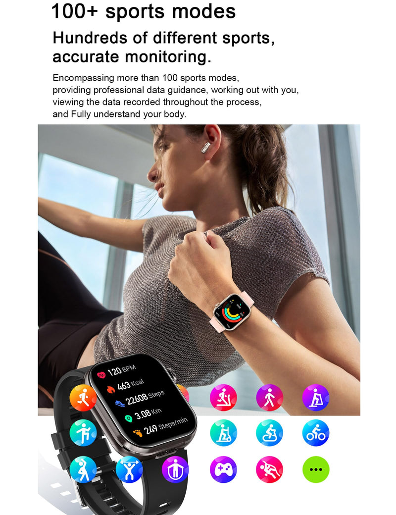 ZJX Smartwatch with Earbuds, 2.02" HD Screen Fitness Watch, Take/Dial Calls, 2-in-1 Smartwatch with TWS Headset, Waterproof Sports Fitness Tracker, Long Standby Time Black Orange