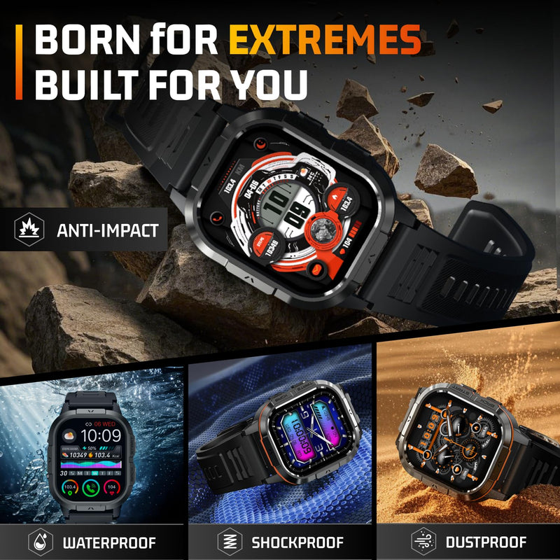 Smart Watches for Men-2.06”AMOLED(Answer/Make Calls), IP68 Fitness Activity Step Tracker with Sleep Monitor/110+ Sports Modes, Tactical SmartWatch for Android iOS Samsung Compatible,Orange Orange 2.06