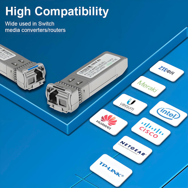 10G SFP Bi-Directional Singlemode Transceiver Pack of 2 | SMF LC 20km 1270nm/1330nm with Digital Diagnostic Monitoring for D-Link, Mikrotik, TP-Link and More, 10G-SMSF-20KM