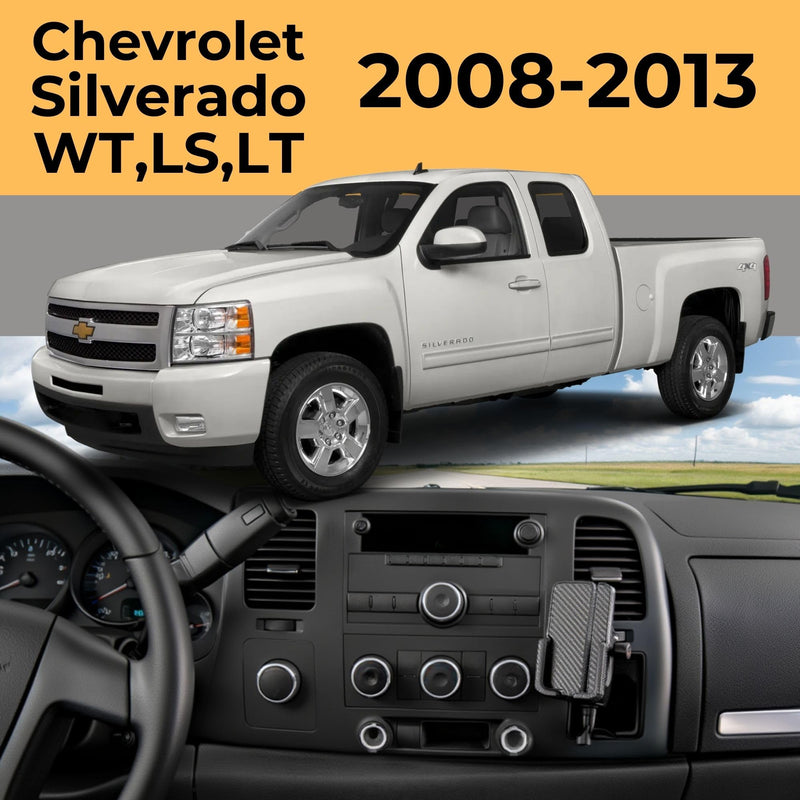 Phone Holder for Chevy Avalanche, Silverado WT/LT/LS 1500/2500 / 3500, GMC Sierra 1500/2500 / 3500. 2007-2014, Custom Mount for Chevrolet Truck, SUV (WT/LT/LTS) WT / LT / LTS