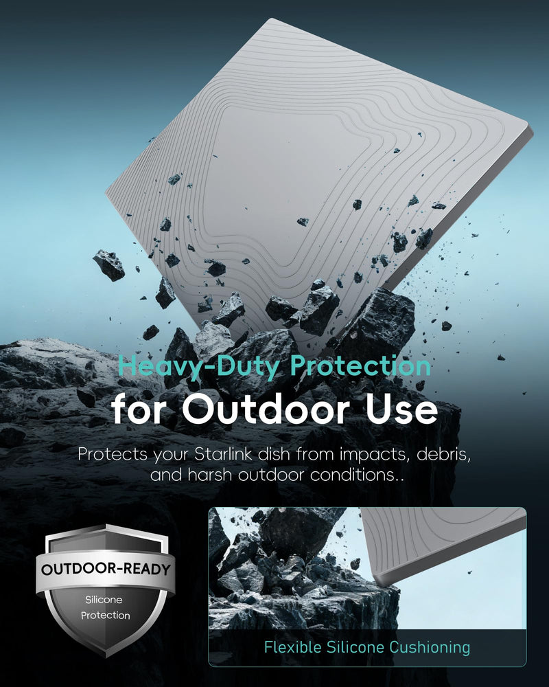 Starlink Standard Gen 3 Protective Cover, Heavy-Duty Silicone Protector | Flow-Line Drainage & Heat-Dissipating Hex Design | Waterproof Impact Protection | Signal-Safe | RV Roof, Boat & Outdoor Use Silicone Protector Case