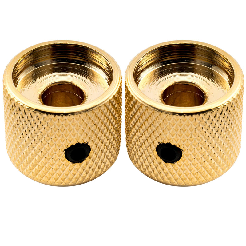 Musiclily Pro 1/4 Inch Steel Mother-of-Pearl Top Dome Knobs with Set Screw Universal Fitting Control Knobs for Electric Guitar or Bass, Gold (Set of 2)