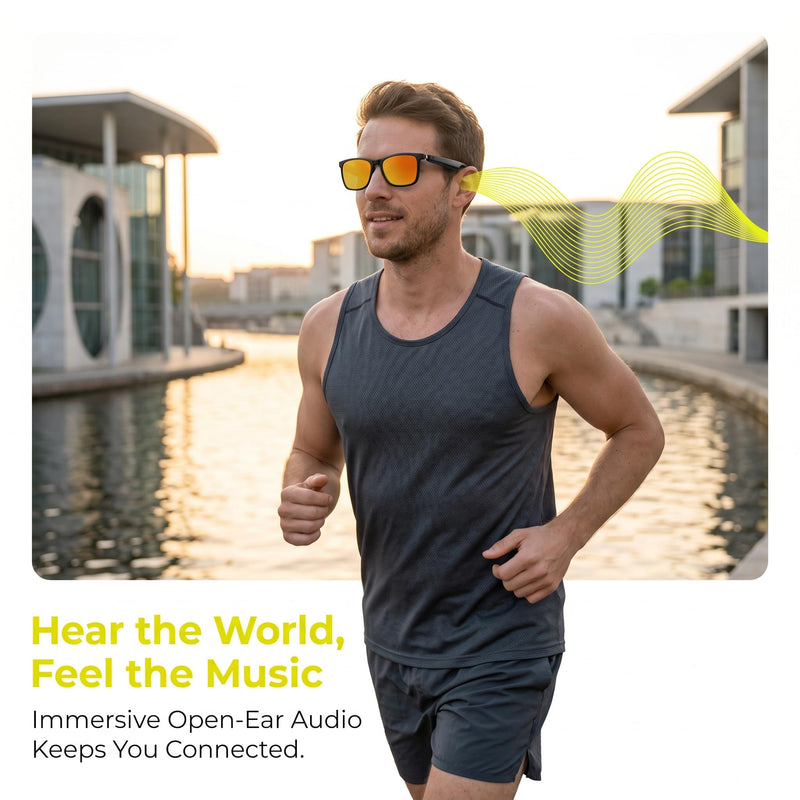 Smart Bluetooth 5.4 Glasses Real-Time Translation 2-in-1 Magnetic UV400 | Sunglasses for Men & Women Outdoor Daily Use with Black Lenses
