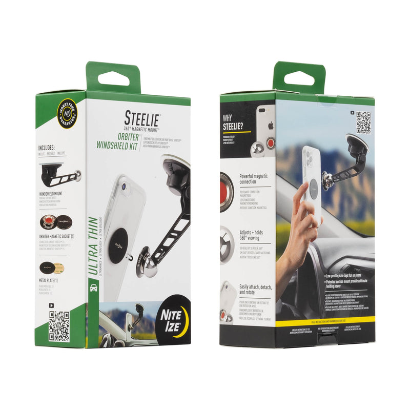 Nite Ize Steelie Windshield Kit - Magnetic Cell Phone Holder for Car Accessories - Sturdy Car Windshield Mount for Cell Phones - Orbiter