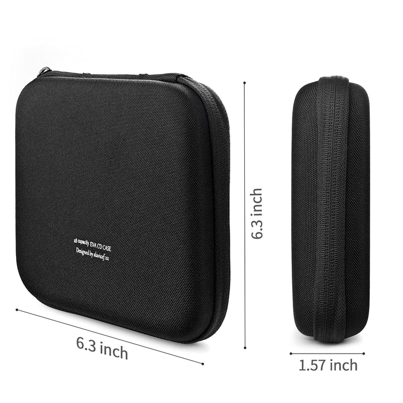 alavisxf xx CD Case, 28 Capacity EVA Protective DVD Case Portable Zipper CD Case Holder Disc Storage Organizer Wallet Bag for Car Home Travel (28 Capacity, Black28)