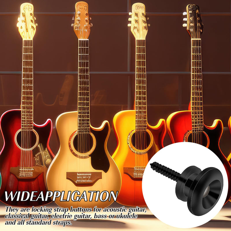 [AUSTRALIA] - 2PCS Guitar Strap Buttons Black Guitar Strap Lock Buttons Guitar Security Lock Electric Guitar Strap Locks Mushrooms Head Guitar Strap Button for Guitar Bass Ukulele 