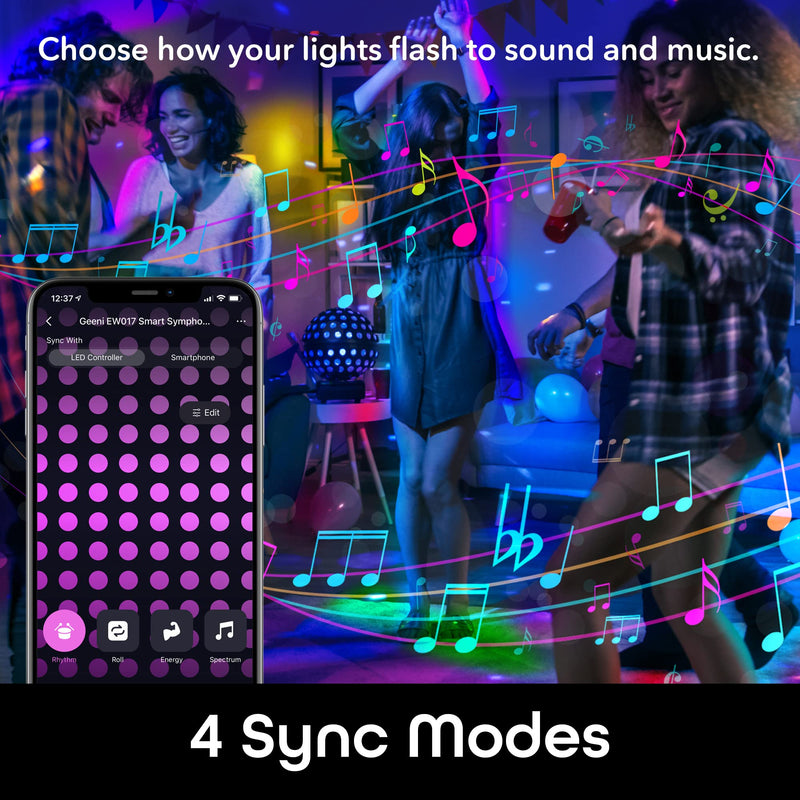 [AUSTRALIA] - Geeni Prisma Symphony Smart LED Strip Lights, RGBIC Neon Color Changing WiFi Lights with App Remote Control and Music Sync, Compatible with Alexa and Google Home, 16.4 ft 