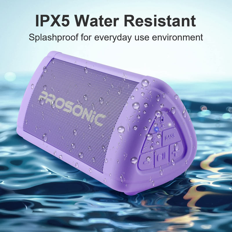 Prosonic BT3 Portable Wireless Bluetooth Speaker with 10W Stereo Sound & Bass Boost -Rich Sound & Intense Bass -Bluetooth 5.0 -Microphone -IPX5 - in & Outdoor Speaker (Purple) Purple