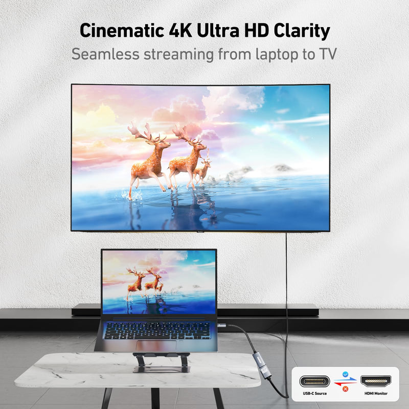 [AUSTRALIA] - BENFEI USB Type-C to HDMI Adapter [Thunderbolt 3/4 Compatible] with iPhone 15 Pro/Max, MacBook Pro/Air 2023, iPad Pro, iMac, S23, XPS 17, Surface Book 3 and More 1 Gray 